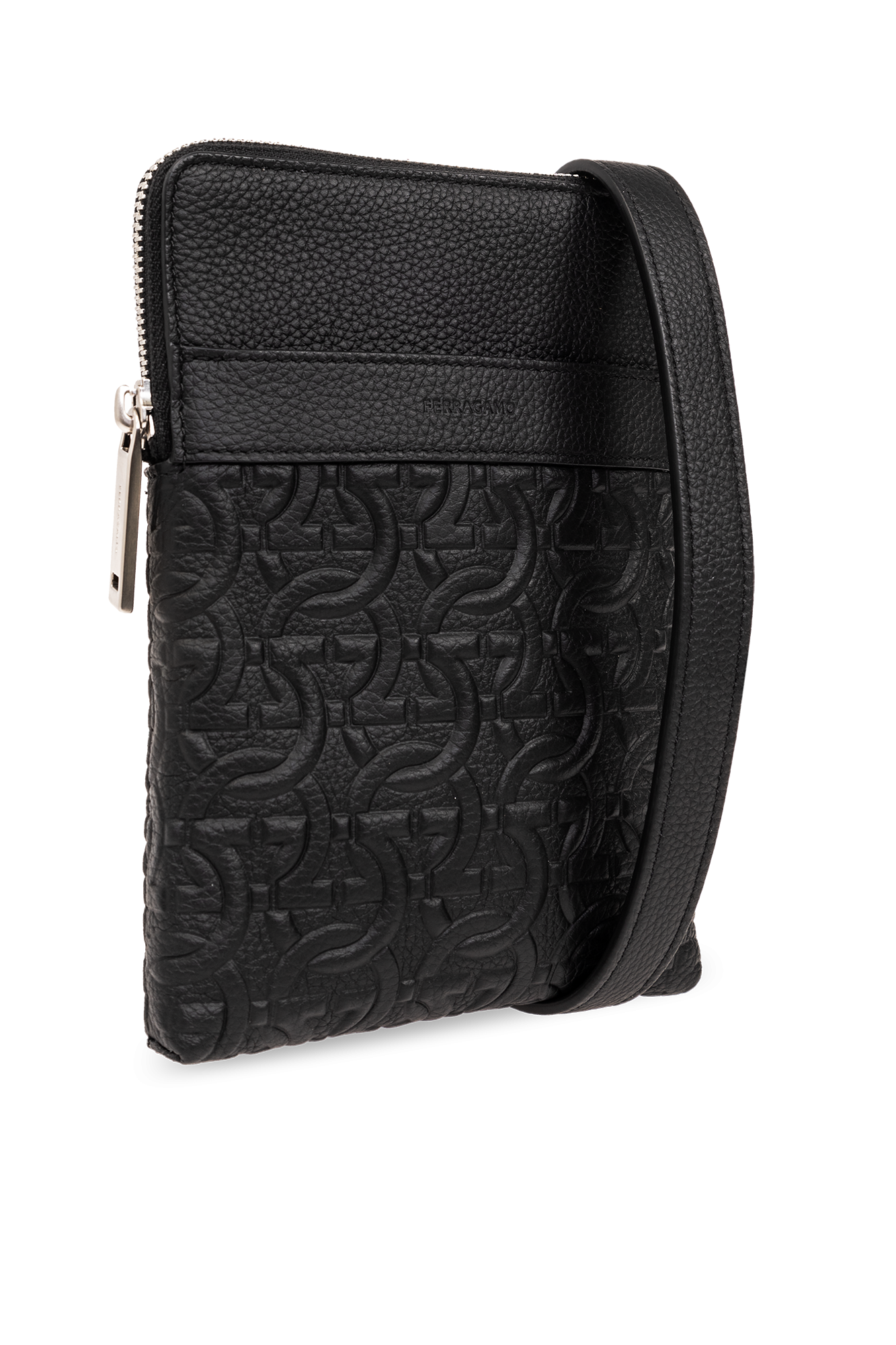 Ferragamo Leather Shoulder Bag ブラック Salvatore Ferragamo Black Woven Leather Shoulder Bag